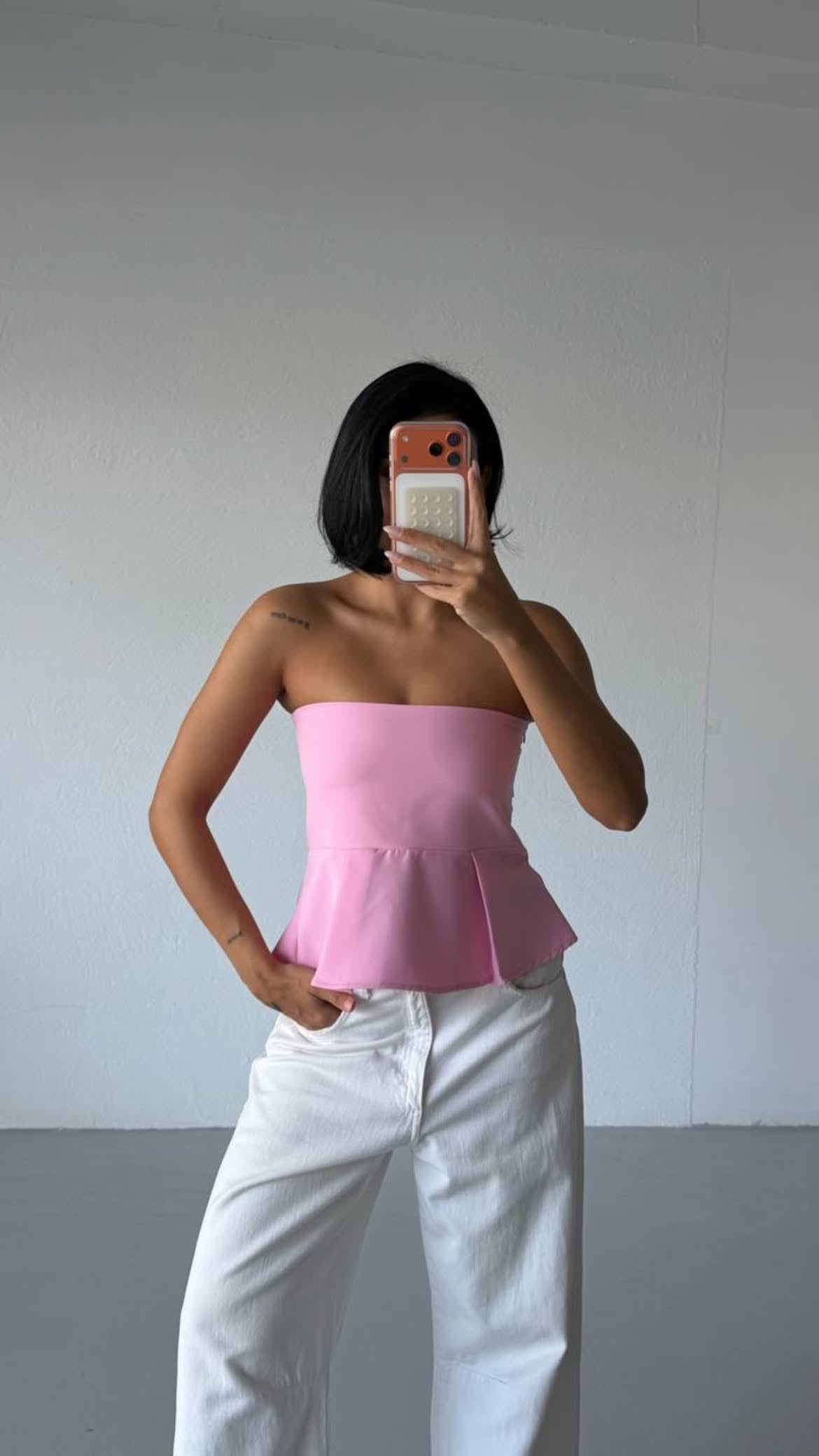 Pleated Strapless Blouse